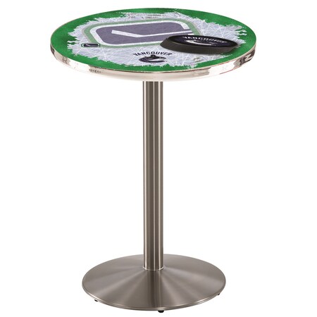 Holland Bar Stool Co 42" Stainless Steel Vancouver Canucks Pub Table, 36" dia. Top L214S4236VanCan-D2